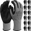 I9 Essentials Micro Foam Nitrile Coated Work Gloves Touch-Screen Compatible, Black&Gray - LARGE, 12PK 100021